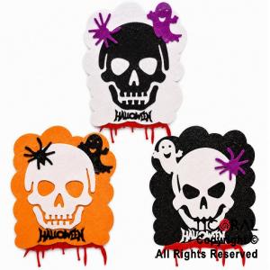 CARTEL HALLOWEEN VERTICAL CALAVERA MODELOS SURTIDOS GOMA EVA CON GIBRE